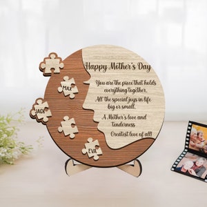 Mother's Day Puzzle Piece Sign Svg Laser Cut, Personalized Gifts for Mom, Mothers Day Svg, You Are the Piece That Holds us Together