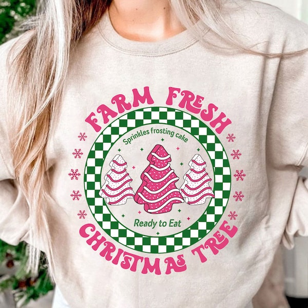 Farm Fresh Christmas Tree Cakes PNG, Pink Christmas Tree Cake PNG, Christmas Tree Farm Png, Funny Christmas png, Christmas Tree Cake Png