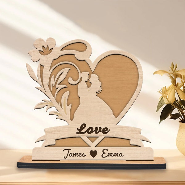 Pareja romántica svg corte láser, signo de madera de pareja personalizado, archivo de corte láser del día de San Valentín, signo de pareja SVG, regalo de pareja de aniversario