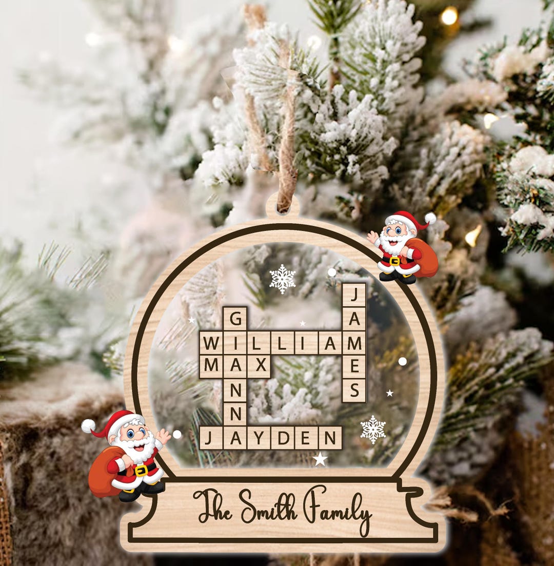 Family Crossword Ornament Svg Laser Cut, Family Ornament Svg, Family