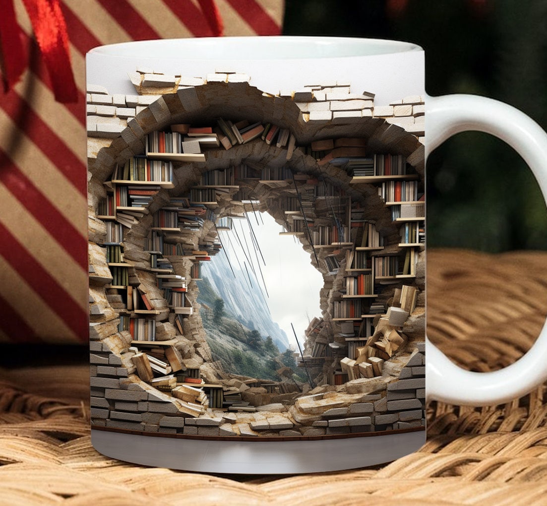 3d Bookshelf Mug Creative Break Through Design Multi purpose - Temu