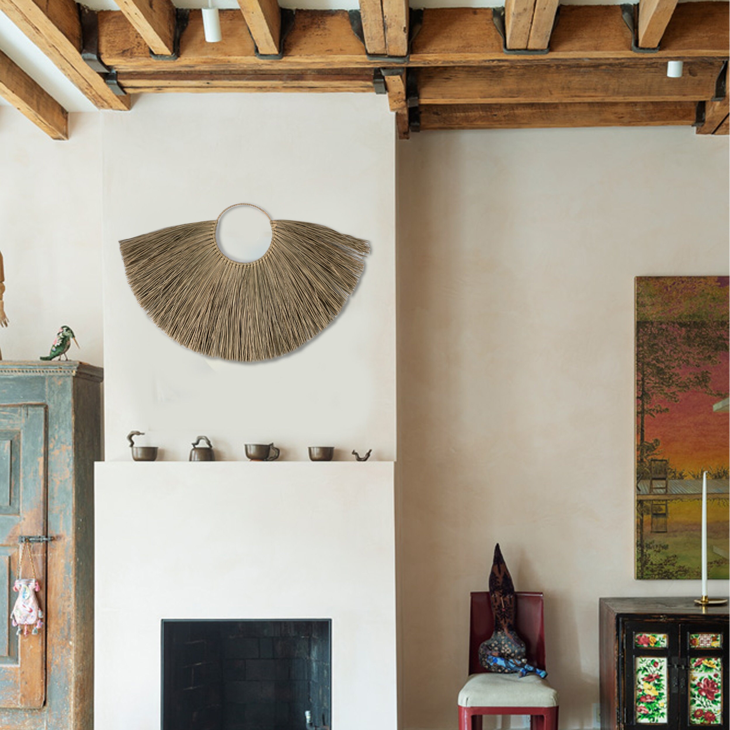 20x31 Giant Seagrass Fan Wall Decor Rustic Wall Etsy