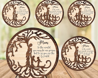 Mother Tree Bundle Svg Laser Cut, Wooden Decorative stand, Layered Tree Svg, Laser Cut File For Glowforge, Mothers Day Gift Svg, Grandma Svg