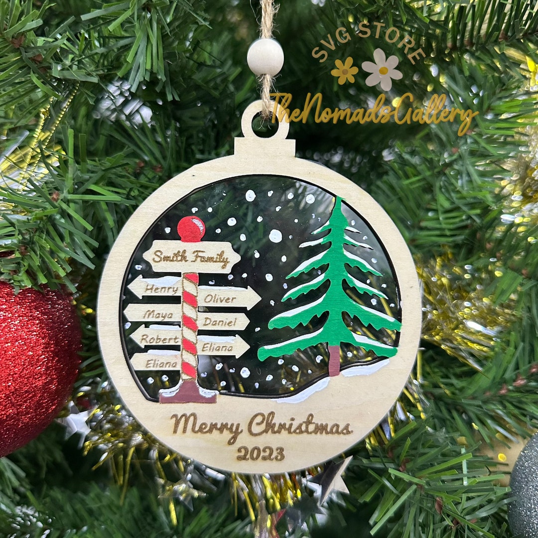 Personalized North Pole Family Ornament Laser SVG, Christmas Ornaments ...