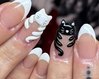 猫 ネイルチップ 3dパーツ 猫ミーム 猫 3dネイルパーツ ネイル しま