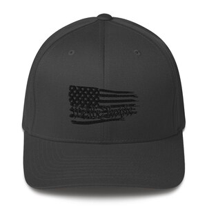 May include: A black baseball cap with a distressed American flag design and the text "We the People" embroidered on the front.