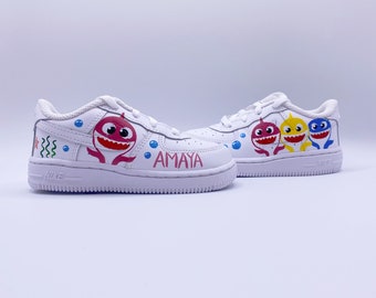 Baby Shark Shoes / Sneakers - Custom Kids Nike Air Force 1 - Personalized Gift