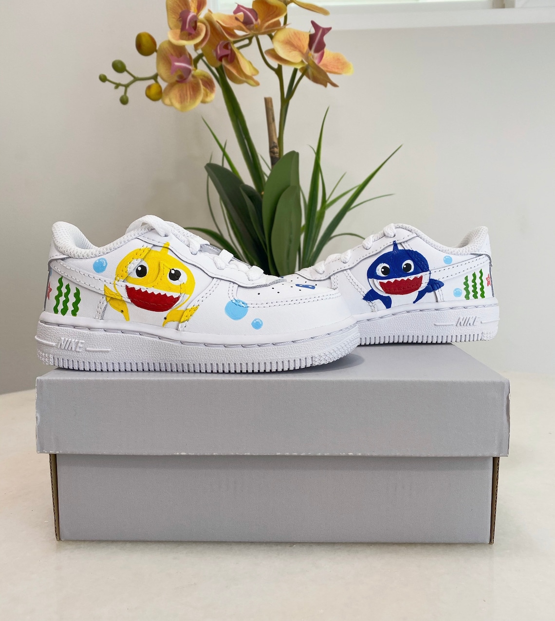 Baby Shark Shoes / Sneakers Custom Kids Nike Air Force 1 Etsy