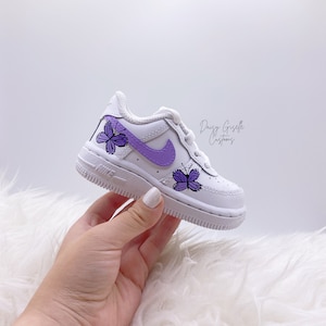 Butterflies - Custom Kids Nike Air Force 1 - Hand painted butterfly sneakers