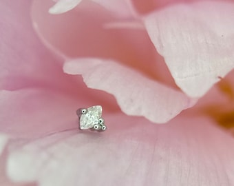 Poppy CZ from Ember Body Jewelry 14kt White Gold for Helix, Nose, Lobe, Forward Helix piercings