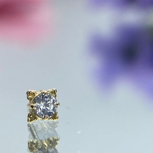 Anatometal Zia with Clear CZ 18K Yellow Gold Threadless Jewelry, perfect for Helix, Conch, Lobe, Flat & More