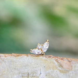 Buddha Jewelry Organics Pur 14kt Yellow Gold & Swarovski, for Helix, Flat, Lobe, Forward Helix piercings