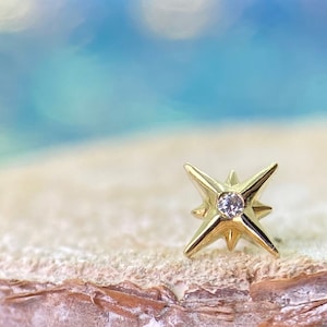 Stella End van Junipurr 14K geelgouden draadloze sieraden, perfect voor helix, conch, lob, flat en more