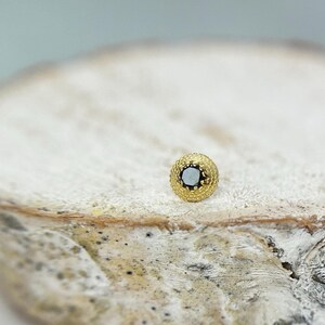 Genuine Black Diamond 3.5mm Hera Anatometal 18K Yellow Gold Jewelry, perfect for Helix, Conch, Lobe, Flat, Rook & More 1.2mm 16g