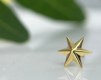 Anatometal N Star 18k Gelbgold Threadless End Perfekt für Tragus, Wohnung, Nase, Medusa, Conch