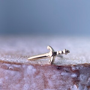 Blade Sword from Buddha Jewelry Organics 14kt Yellow Gold, perfect for Helix, Tragus, Nostril piercings plus more