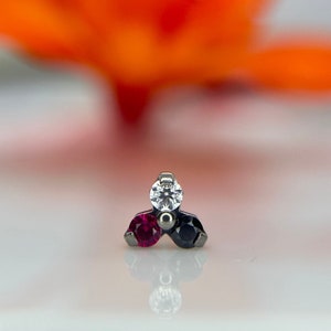 NeoMetal Alabama Trinity Purple CZ - Titanium Threadless Jewelry, perfect for Helix, Conch, Lobe & More