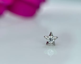 Titan Stern mit klaren Zirkonia 3 mm von ANATOMETAL Threadless Jewelry, perfekt für Helix, Nostril, Conch, Lobe, Flat & More