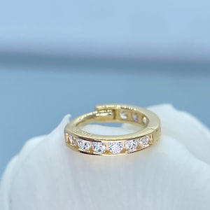 Tish Lyon Hinged Ring 14kt Yellow Gold Channel set with Cubic Zirconias 1.2mm 16g x 8mm