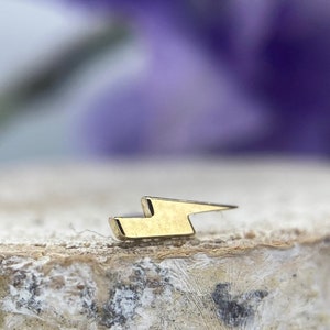 Mini Bolt 14k Yellow Gold from Junipurr, perfect for Flat, Tragus, Helix, Forwar Helix & Conch piercings