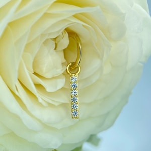 Tish Lyon Dangle Charm 9ct Yellow Gold set with Cubic Zirconias, perfect for Rook, Lobe & Helix piercings