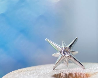 Large Stella Junipurr 14K White Gold Star Threadless Jewelry, perfect for Helix, Conch, Lobe, Flat & More