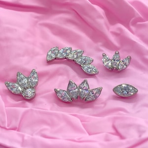 Marquise Crystal Titanium Ends, internally threaded 1.2mm, Tragus, Helix, Conch, Flat piercings and more.