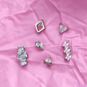 Crystal Titanium Ends, Triangle, Diamond Shape - internally threaded 1.2mm, Tragus, Helix, Conch, Flat piercings and more.