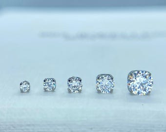 NeoMetal Titanium Prong Set Clear cz Threadless Jewelry, perfect for Helix, Nostril, Conch, Lobe, Flat & More