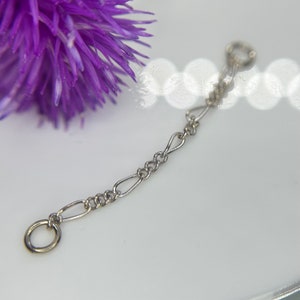Catena Figaro in oro bianco massiccio 14 kt per anelli o labret, per piercing all'elica, al lobo, alla conca, alla narice e altro ancora