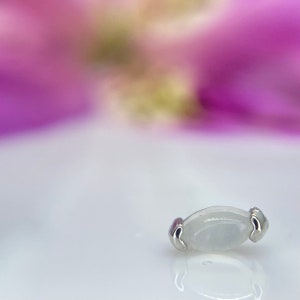 Genuine Moonstone set in 14kt White Gold threadless top, for Helix, Flat, Lobe, Forward Helix piercings