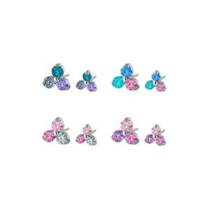 NeoMetal Trinity CZ Ends - Titanium Threadless Jewelry - Dreamland Collection