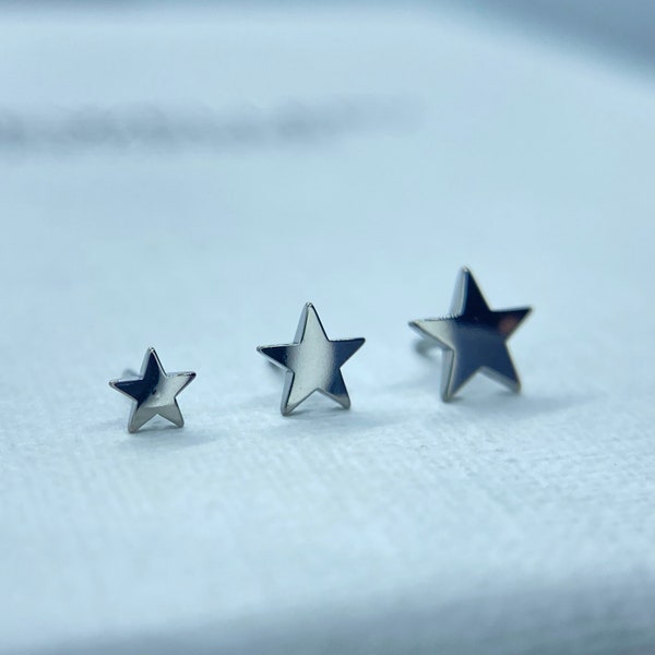 NeoMetal Stella Star Titanium Threadless Jewelry, perfect for Helix, Nostril, Conch, Lobe, Flat & More