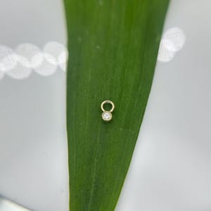 Moderne Stimmung Tiny Bezel Charm echter Diamant 14kt Gelbgold, für Helix, Lobe, Conch, Rook + mehr Piercings