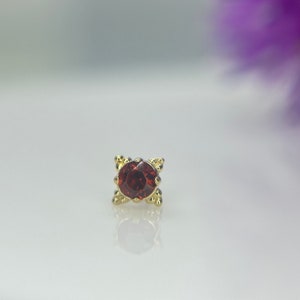Genuine Garnet 2mm Zia Anatometal 18K Yellow Gold Jewelry, perfect for Helix, Conch, Lobe, Flat & More Threadless
