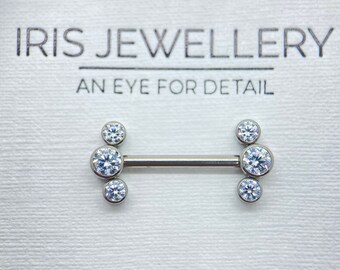 Nipple Bar Cluster Threadless Implant Grade Titanium 1.6mm 14g
