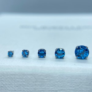 NeoMetal Prong Set London Blue cz Titanium Threadless Jewelry, perfect for Helix, Nostril, Conch, Lobe, Flat & More