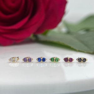 Norvoch Prong set Marquise, tiny threadless ends for Nostril, Helix, Forward Helix, Stacked Lobe 14k Yellow Gold