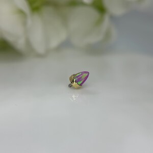 Anatometal Dark Pink Opal Bullet spike 18K Yellow Gold Jewelry, perfect for Helix, Conch, Lobe, Rook, Vertical Labret & More 1.2mm 16g