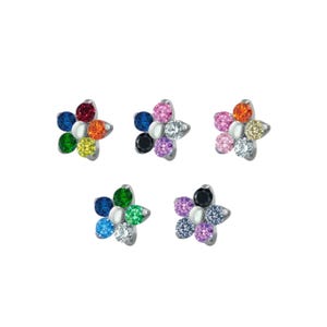 NeoMetal Flower CZ Ends - Titan Trådlösa Smycken - Pride, Gay, Gender Fluid