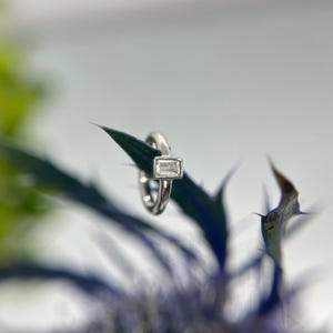 Tish Lyon Hinged Ring 14kt White Gold set with Rectangular Cut Cubic Zirconia 1.2mm 16g x 6mm for Rook, Tragus, Helix and more piercings