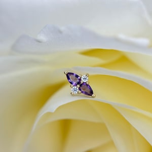 Buddha Jewelry Organics Ethereal 14kt Yellow Gold, Genuine Amethyst & Swarovski threadless end