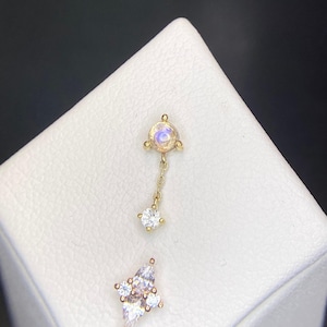 Buddha Jewelry Organics Bianca - Moonstone & White Sapphire 14kt Yellow Gold with chain