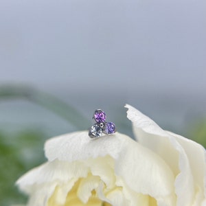 NeoMetal Ombre Trinity Purple CZ - Titanium Threadless Jewelry, perfect for Helix, Conch, Lobe & More