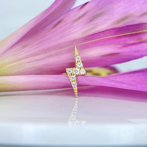 Left or Right Lightning Bolt Foes Jewelry 14K Yellow Gold 1.2mm 16g, perfect for Helix, Conch, Lobe, Flat & More