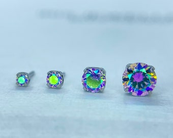 NeoMetal Paradise Shine Prong Set Cz Titanium Threadless Jewelry, perfect for Helix, Nostril, Conch, Lobe, Flat & More