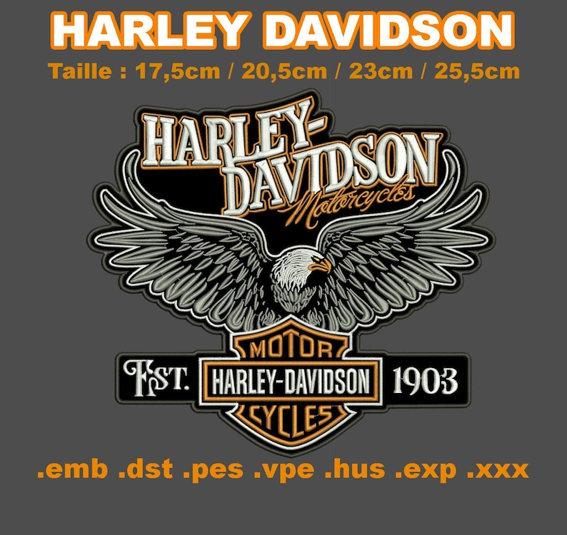 Harley Davidson logo motorcycle embroidery design machine Etsy