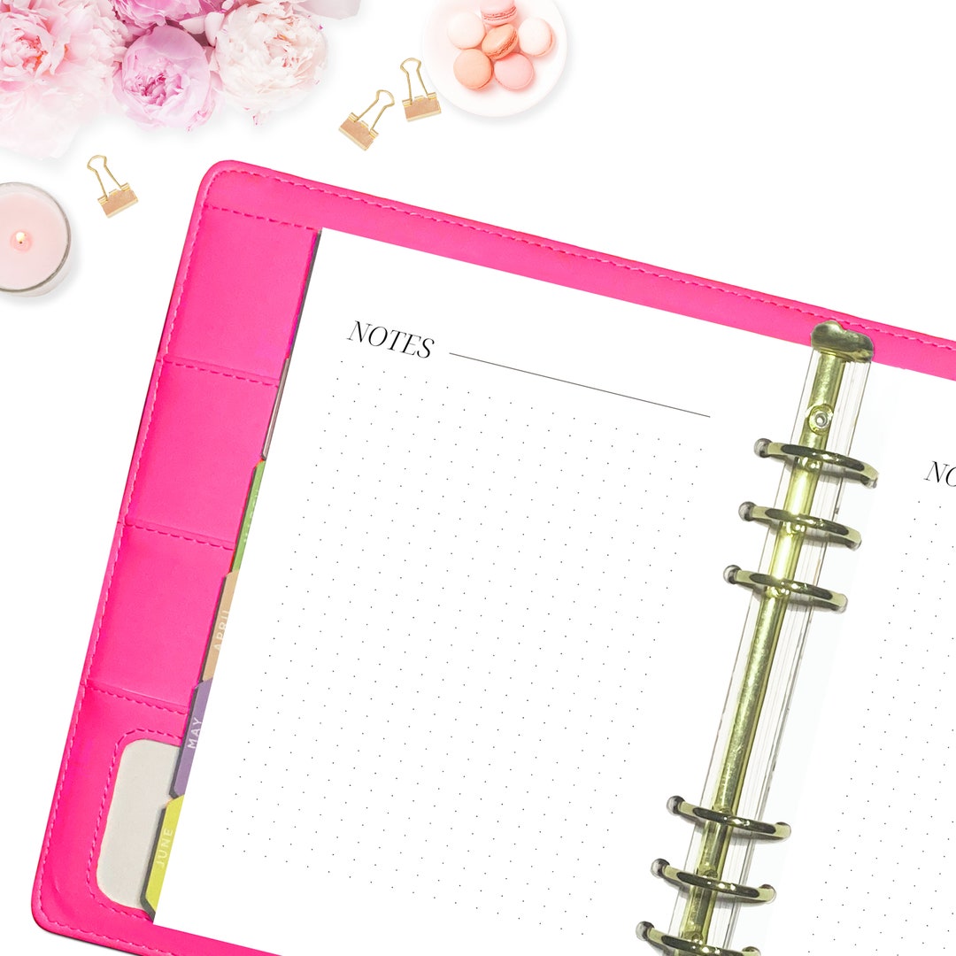 Notes Dotted, A5 Planner Insert for Planner Binders, Weekly Diary Page ...
