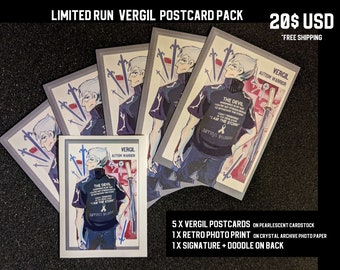 Vergil Autism Warrior - pack d’impression carte postale avec DOODLE PERSONNALISÉ - devil may cry