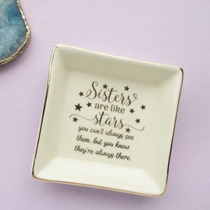 Sisterly love ceramic trinket dish  | Sisters ring dish  | Jewelry holder | Ceramic ring dish | Sisters are like Stars